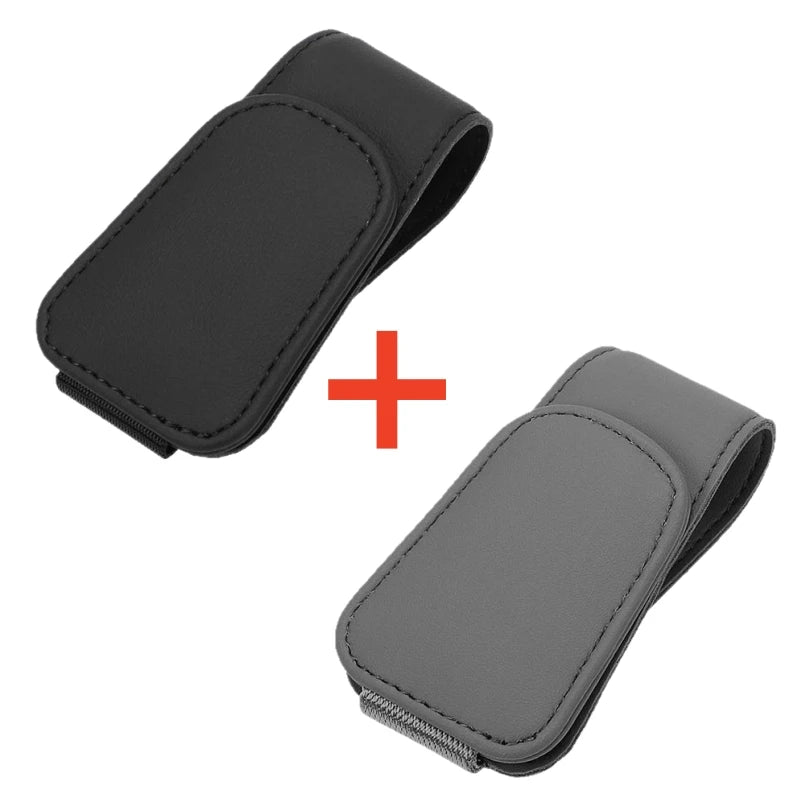 Sunglasses Holder for Car Sun Visor Leather Eyeglass Holder Ticket Card Clip Magnetic Car Glasses Holder Car Visor Accessories