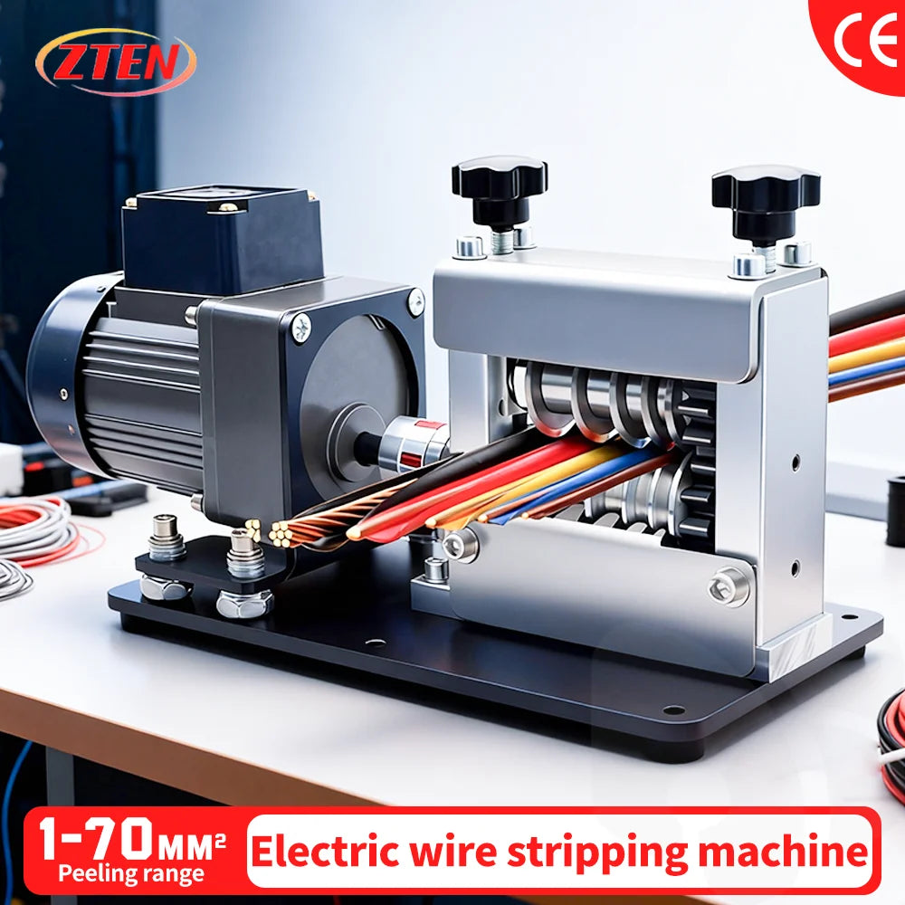 Zten New 1-70mm² Commercial Wire Stripping Machine Waste Copper Cable Peeler Automatic 6 Hole Stripper Machines