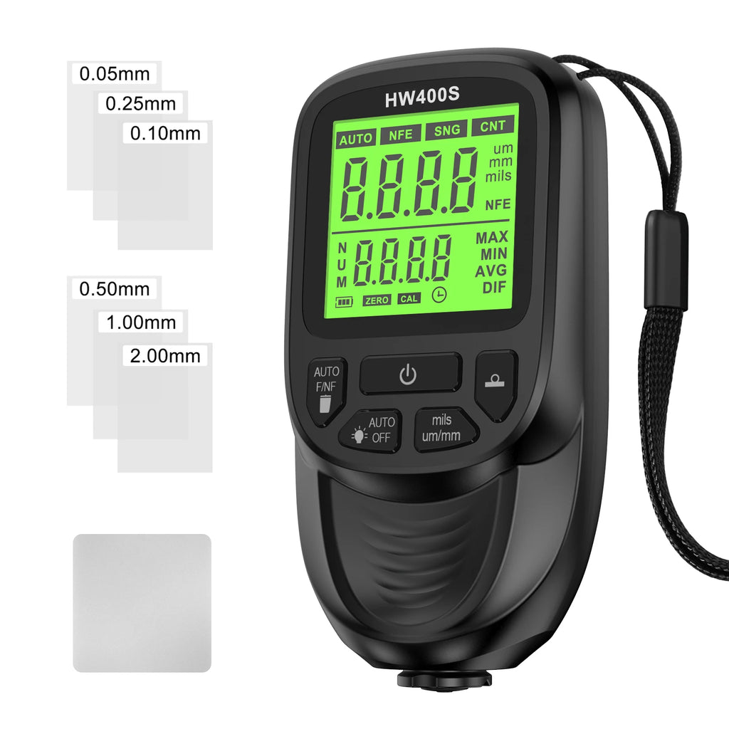 New HW400S Car Paint Film Tester Coating Thickness Gauge Car’s Original Coating Auto Car Paint Meter0-2000um Fe and NFe Probe