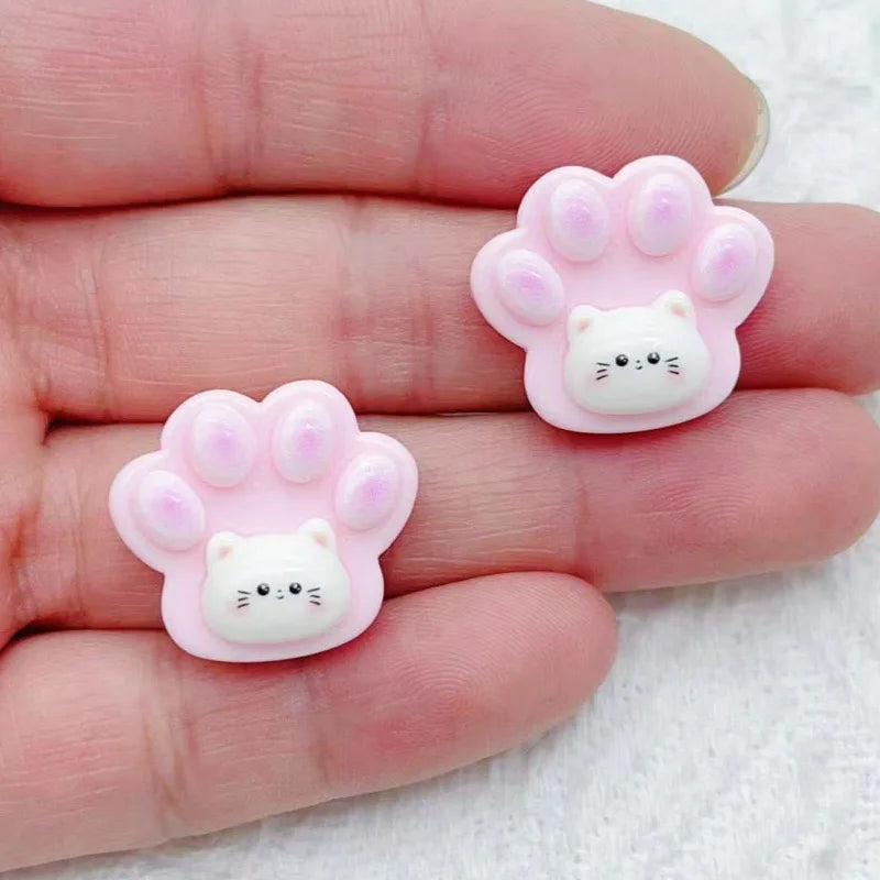 10pcs Cartoon Cute Cat Claw Resin Patch Creative Water Cup Decoration Phone Case Refrigerator Adhesive Material