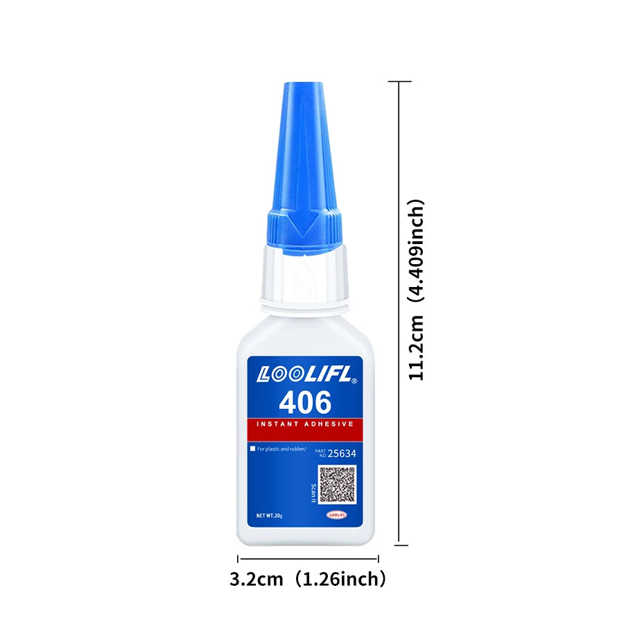LOOLIFL 406 Glue Instant Quick Dry Cyanoacrylate Strong Adhesive Universal Fast Repairing Glue For Wood Plastic Jewelry Glue