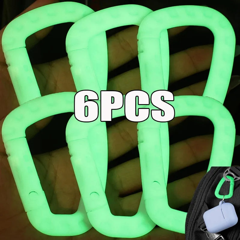 Luminous Lightweight Hook Glow in The Dark Outdoor Climbing Camping Backpack Tactical Hanging Buckle Ring D EDC Equipment Tools