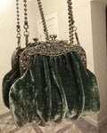 Lost In Vintage Velvet Fabric Soild Purse Metal Frame Kiss Lock Evening Clutch Nickel Farmyard Accessory for Evening Wear Party