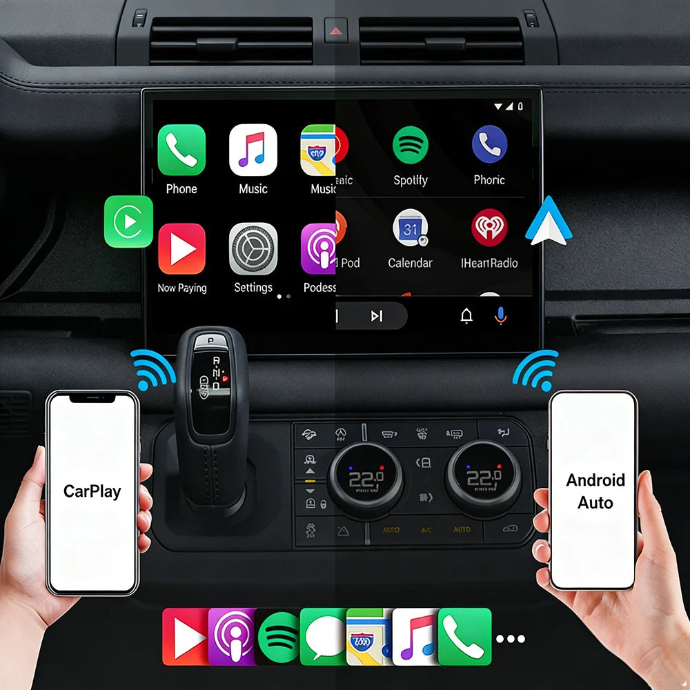 2026 Wireless CarPlay Adapter for iPhone ＆ Android Auto Mini Wired to Wireless Apple Car Play Adapter Plug & Play Compatible for