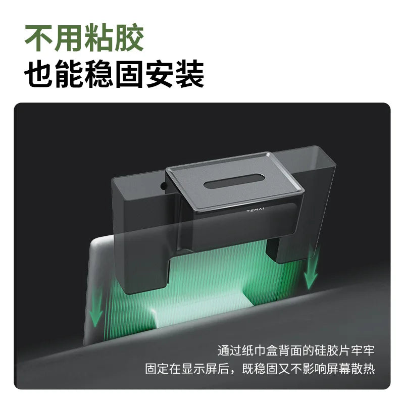 TEMAI Car Central Control Screen Tissue Box for Tesla Model 3 2021-2023 Model Y 2021-2024, Storage Solution Magnetic Flip Lid