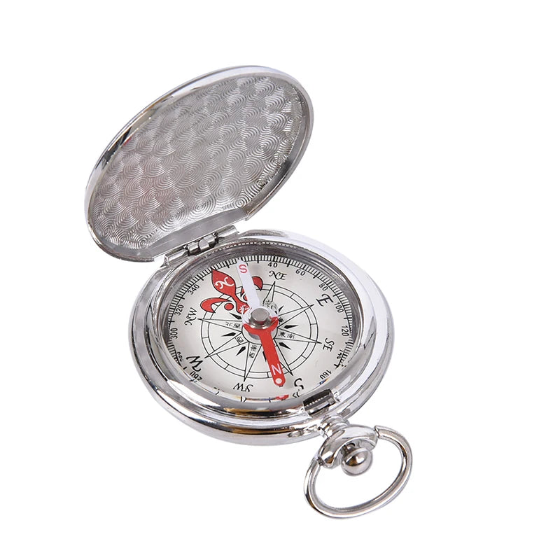 Flip Pocket Watch Compass Portable Hiking Navigation Compass Keychain Outdoor Camping Survival Tool