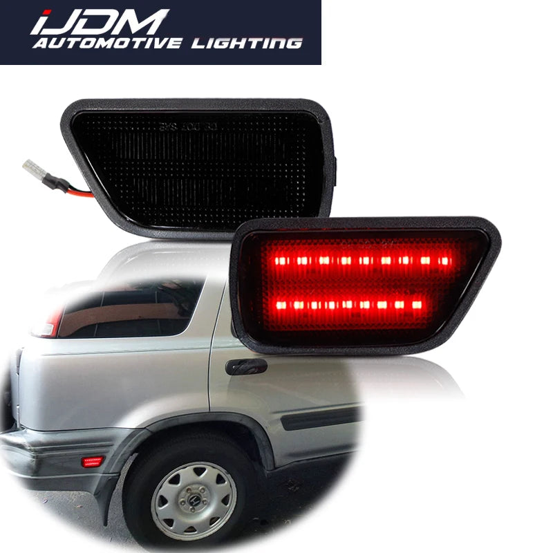 2pcs Red Full LED Rear Side Marker Light For 1997-2001 Honda CR-V Right Passenger, Replace OEM Rear Bumper Sidemarker Lamps T10