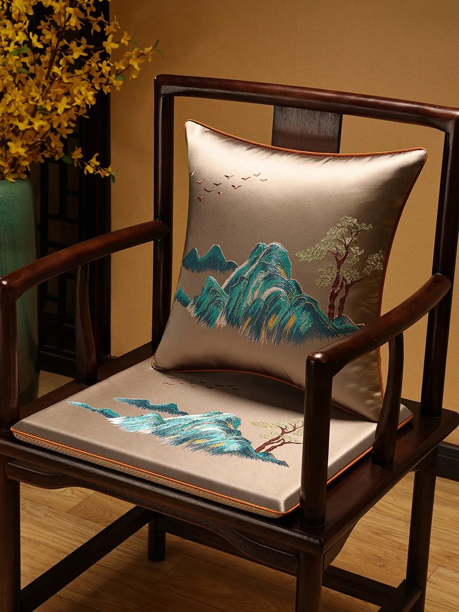 New Chinese-style Foam Chair Cushions Rosewood Sofa Cushion Cover Home Sponge Seat Cushions Embroidered Anti-slip Chair Cushions