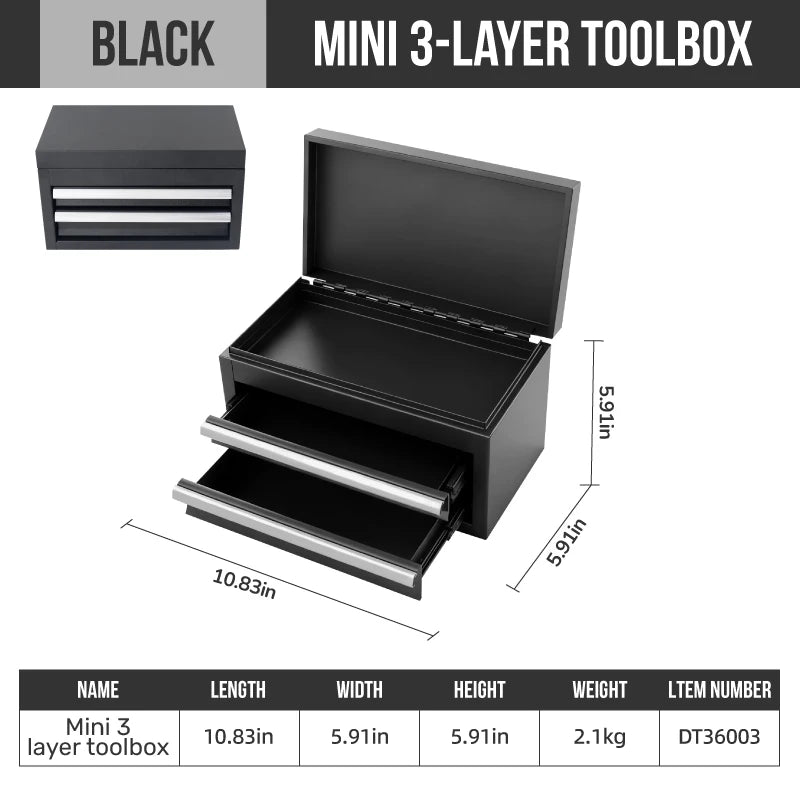 EMPTY Multi-Color Metal Storage Box with Drawers Home Tool Box Compact Utility Box Durable Metal Case for Small Parts Storage