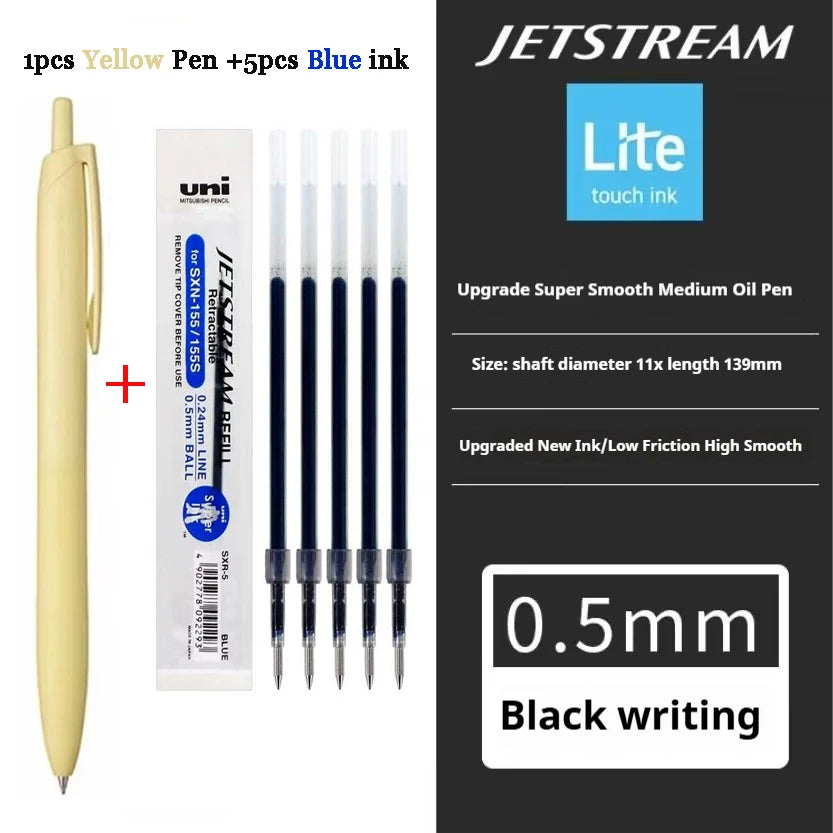 Uni Permanent Ballpoint Pen Jet Stream Anti-slip Cloudy Recycled Eco Shell Friction Super Smooth Ink Oil Pens Portable Supplies