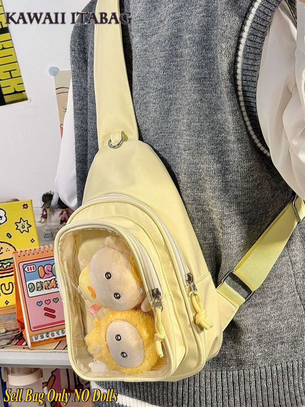Kawaii Japanese Itabag Girls Soft Nylon Backpack Crossbody Bags 10CM Doll Ita Bag Women With Display Plate Cross Body Sling Bag