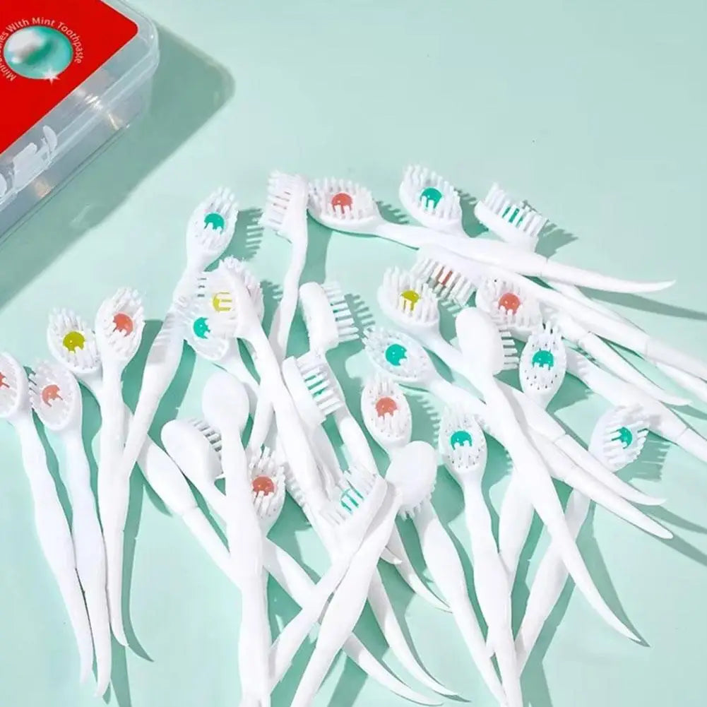 Disposable Toothbrush with Mint Liquid Beads Dual Function No Water Needed Soft Bristles 95cm Travel Size for Camping Business