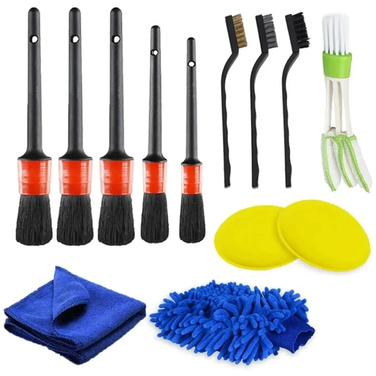 Car Detailing Brush Set Car Cleaning Brushes Sponges Towels For Air Vents Rim Dirt Dust Clean Tool Used For Car Wash Accessories