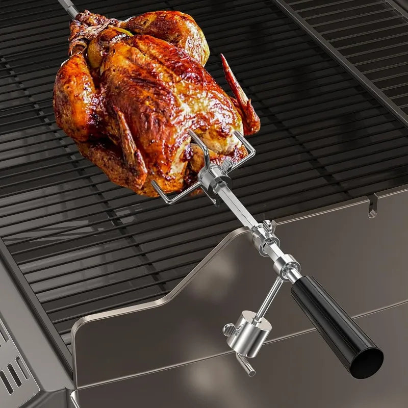 Grill Rotisserie Meat Forks Kit 1 Pair Stainless Steel Spit Counter Balance Bushing Replacement Fits BBQ  Rod Outdoor Cooking