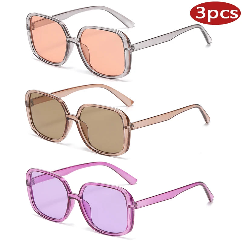 Hiking 3pcs Rectangle Simple Style Anti Light Glasses Woman Vintage Colorful Shades Female Outdoor Sport Unisex Eyewear UV400