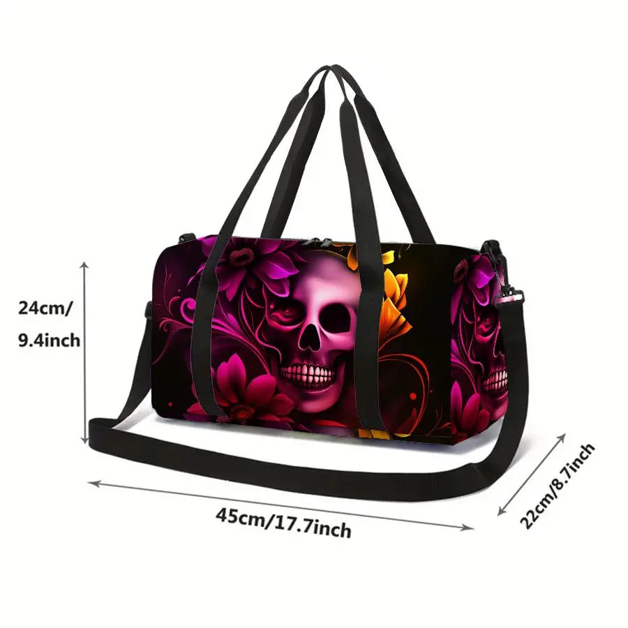Skull Print Large Capacity Luggage Bag for Boy/Girl Best Gift 2D Cartoon Travel Duffels Outdoor Fitness Bag for Children
