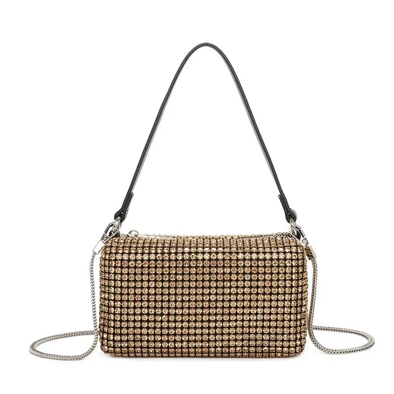 2026 Luxury Rhinestone Pearl Evening Bag for Women | Sparkly Stage Performance Purse | Elegant Dinner Party Clutch Crossbody Bag