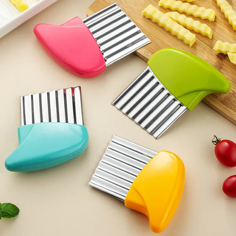 1/2Pcs Stainless Steel Wavy Potato Cutter, Multifunctional Wave Vegetable Slicer for Fries, Potato Strip Cutting Kitchen Gadget