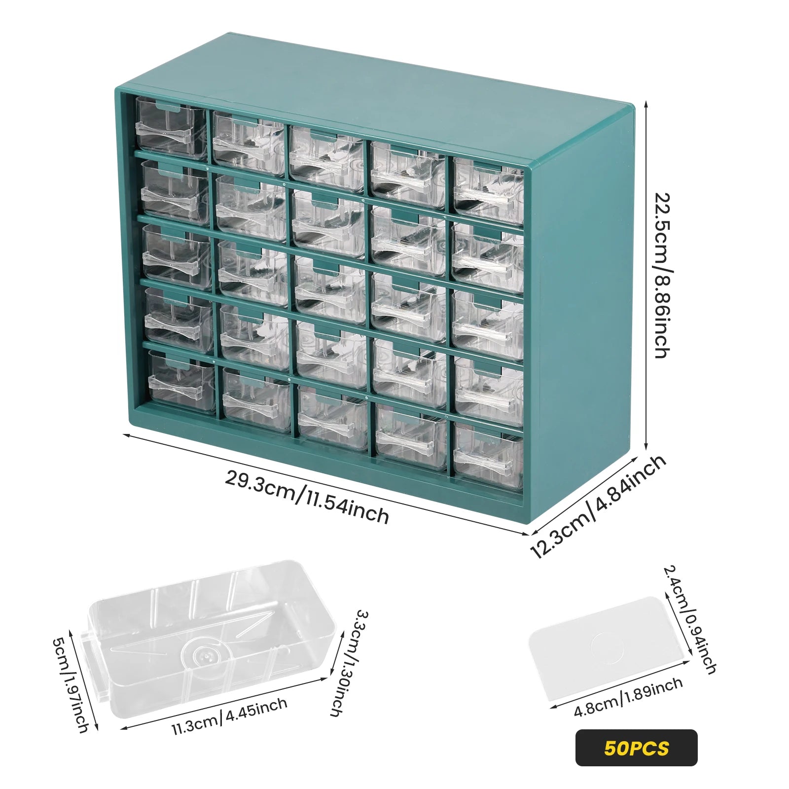 Hardware Storage Organizer, 25 Grids Drawer Parts Cabinet, Plastic Hardware Storage Organizer for Nuts Bolts Crafts Tool