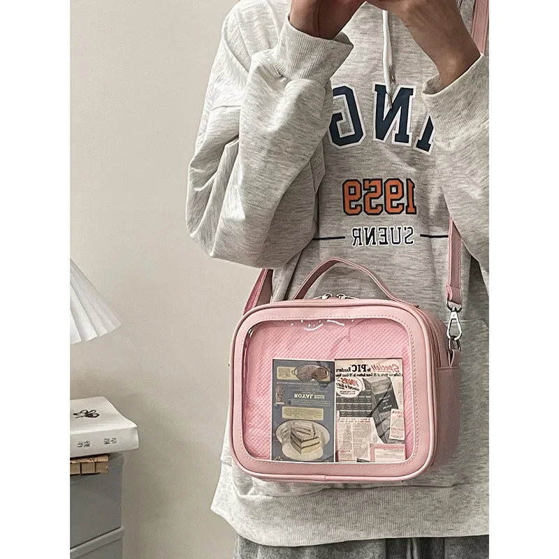 Japanese Kawaii Small Itabag Women Laser Reflection Crossbody Bags School Girls Shoulder Bag Transparent Bag Ita Bag JK Handbags