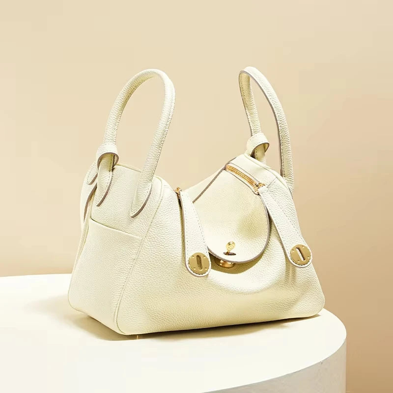 Women's Handbag 2026 New Style Top Layer Cowhide Leather Lundy Mini Doctor Bag Genuine Leather Handbag Single Shoulder Crossb