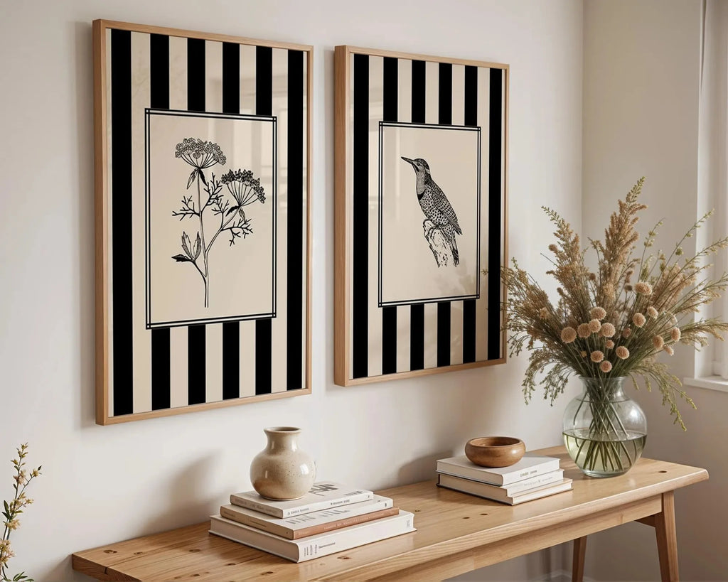 2pcs/set of Retro Hummingbird Animal Canvas Prints Minimalist Retro Bird Farmhouse Wall Art Posters for Living Room Home Decor