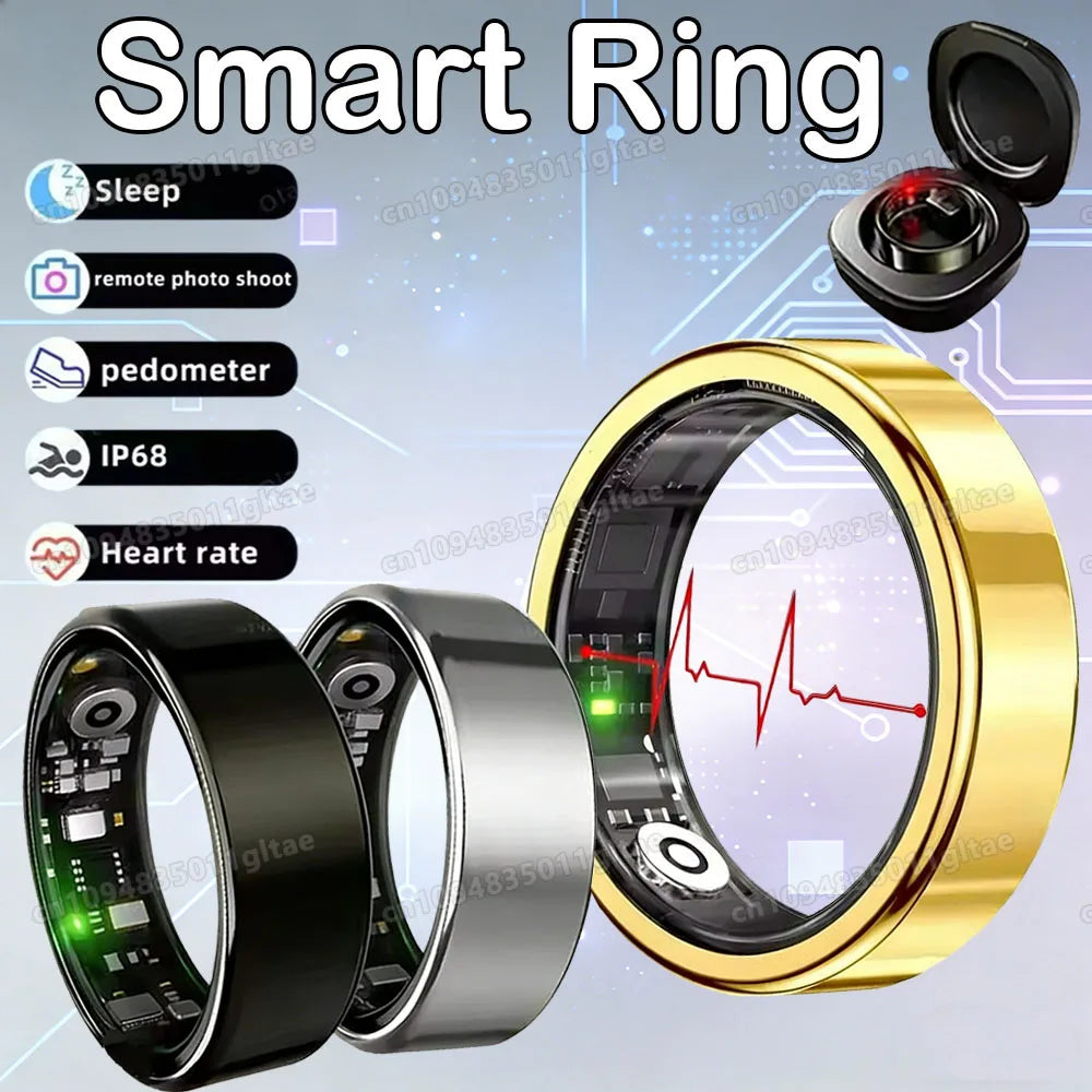 2026 New Smart Ring Heart Rate Blood Pressure Sleep Monitoring Motion Tracking IP68 Waterproof Men Women Smart Ring Holiday Gift
