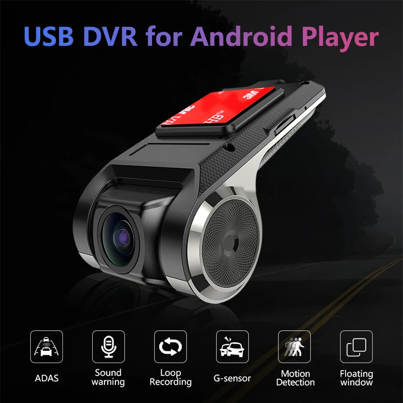 JMCQ Car Dvr ADAS Usb HD Camera Dvr 1080P For Android Car DVD Player Navigation Auto Audio Voice Alarm LDWS Support TF Card