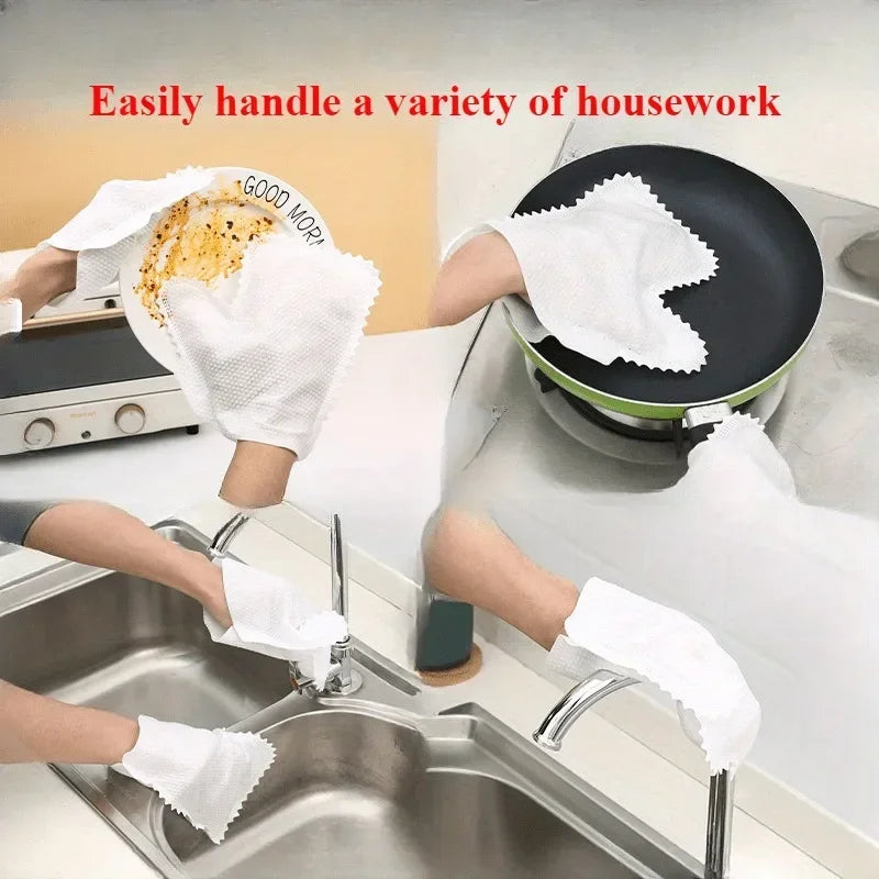 50Pcs Lazy rag gloves cleaning non-woven anti-static keyboard cleaning rag non-disposable housework dust removal gloves