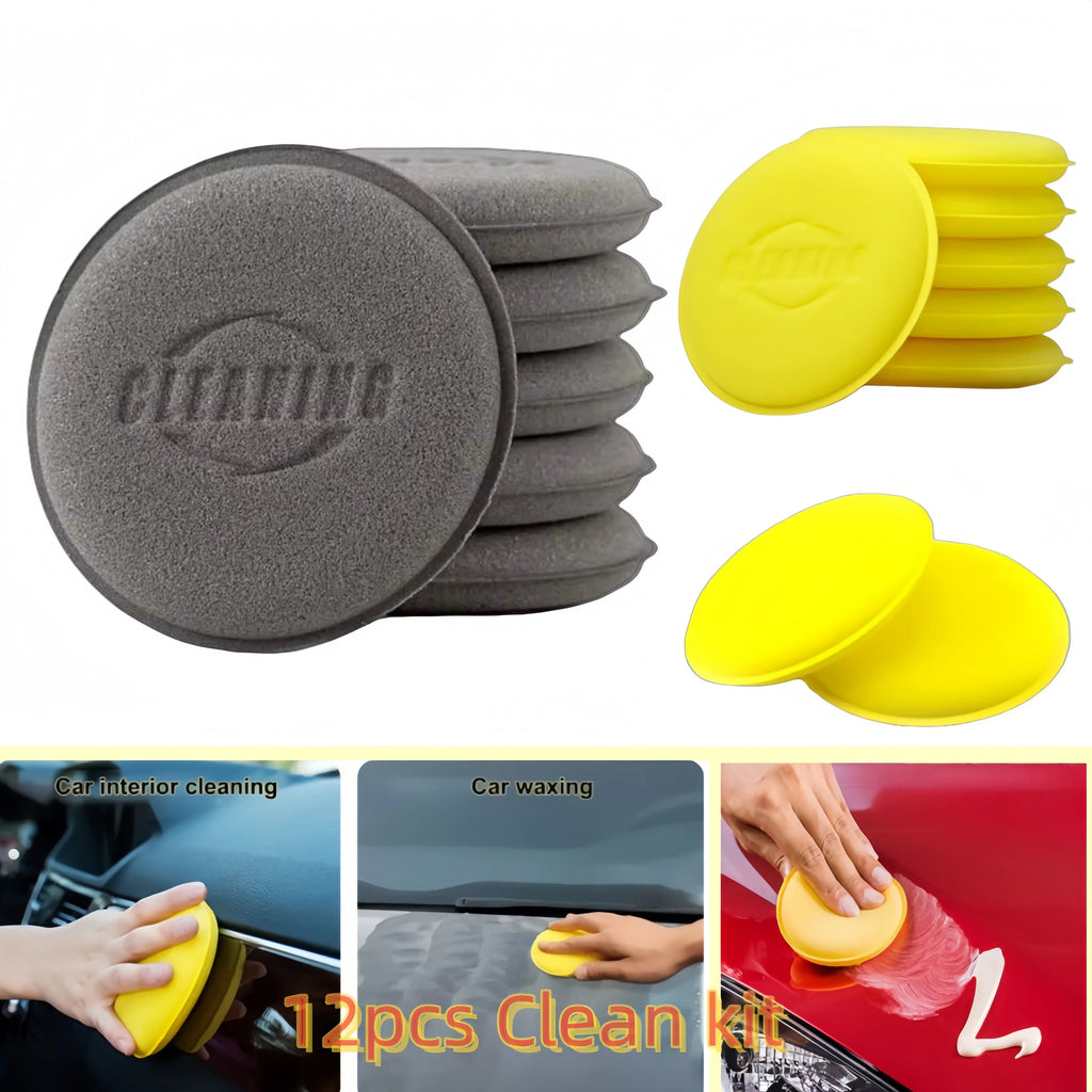 12pcs Car Wash Pad Foaming Applicator High Density Round Sponge For Car Detailing Automotive Cleaning Polishing Waxing Sponge