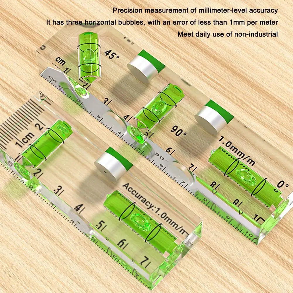 Acrylic Mini Level Ruler Strong Magnetic High-precision Shatterproof Mini Bubble Level  for Picture Hanging & Layout Tool