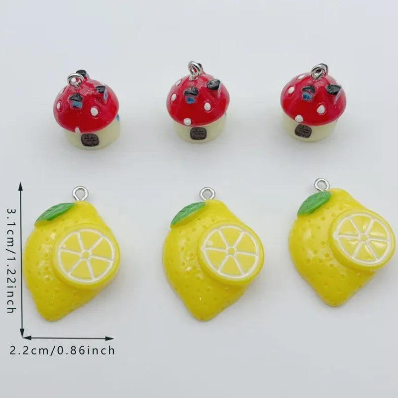 10pcs resin simulated food pendant, DIY jewelry making earrings, keychains, accessories