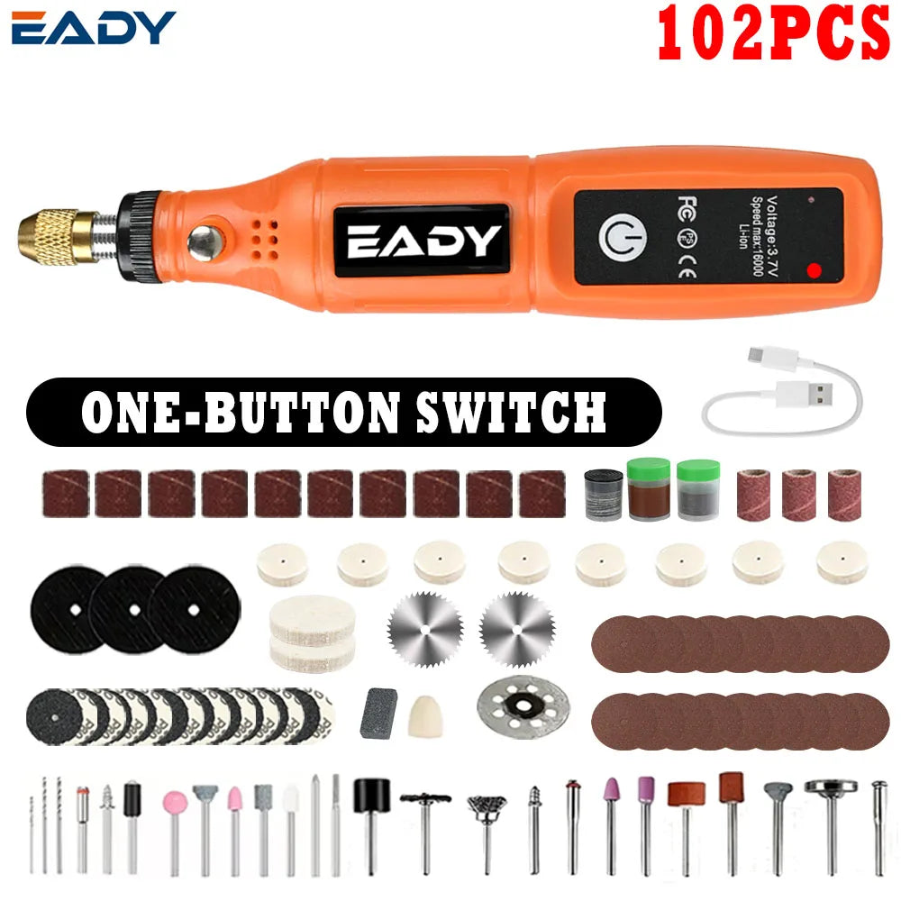 EADY Multifunctional USB Electric Rotary Tool, Mini Drill & Engraving Kit, Cordless DIY Hand Tools – Perfect for Sanding