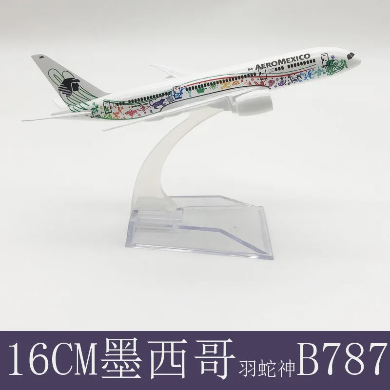 16cm Airplane Model B787 Series Metal 1/400 Scale Planes Airplane Kids Toys Replica Aircraft Plane Tarmac Collectible Display