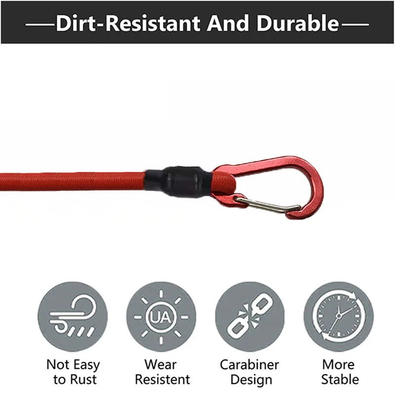 30-210cm Luggage Fixed Strap Elastic Rope Camping Equipment 8mm Tent Elastic Strap Extendable Hook Type