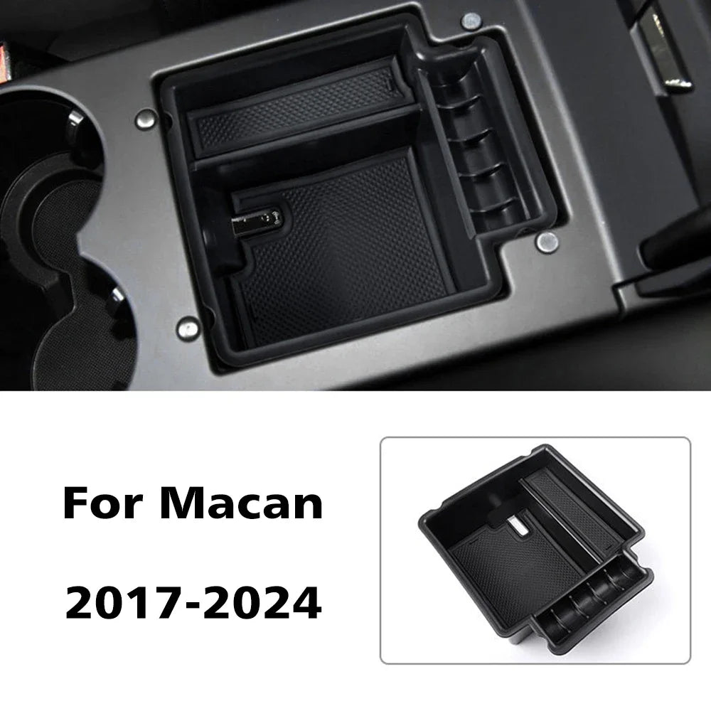 Car Central Console Armrest Storage Box For Porsches Macan 95B 2014-2024 Auto Interior Tidying Accessories Organizer Containers