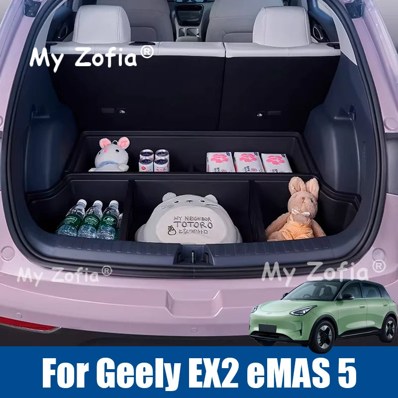 For Geely EX2 Xingyuan eMAS 5 2025 2026 Car Trunk Storage Box Organizer Case Tailbox Stowing Tidying Toolbox Accessories