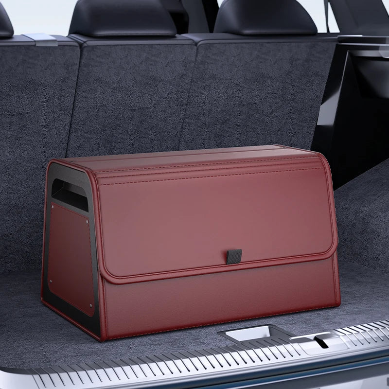 Car Trunk Organizer with 4-Point Magnetic Closure – PU Leather, Reinforced ABS Frame, Fits SUV, Sedan, and Home Use