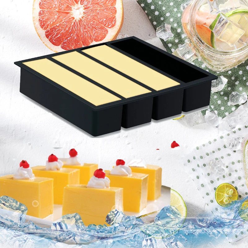 1Pc Extra Large Silicone Freezer Trays Giant 4 Cubes Food Molds With or Without Lid for Soup Meal Sauce Food Storage Ice Cube