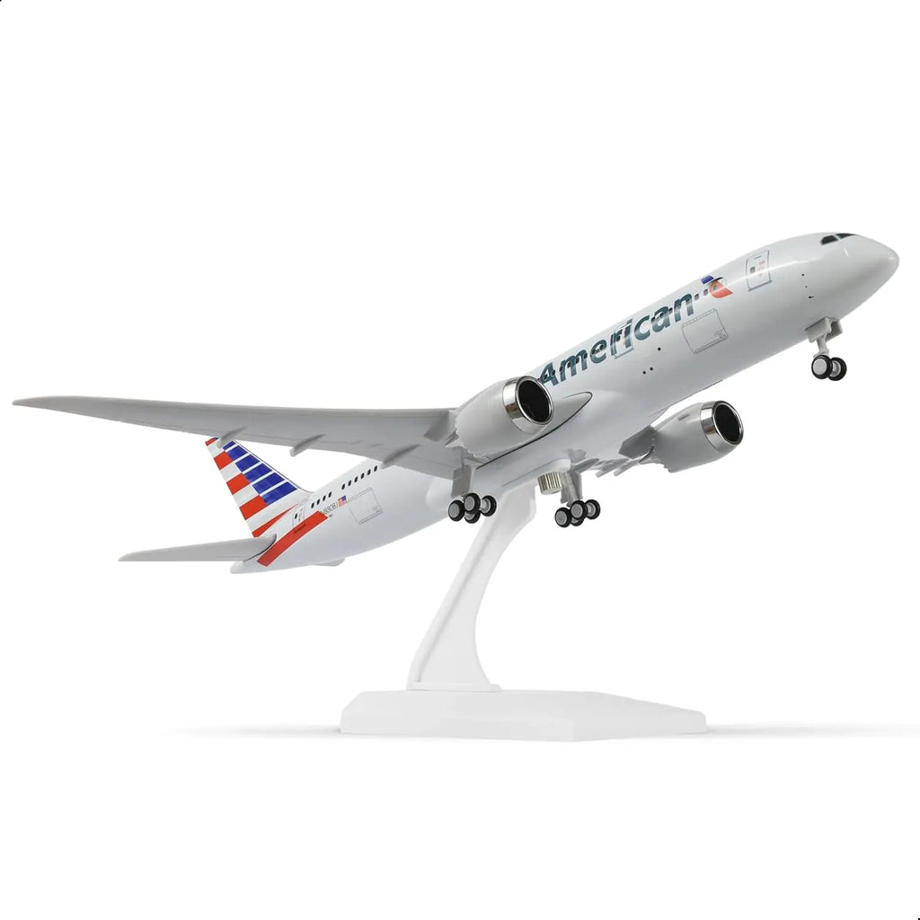 30cm American B787 diecast resin Airplane Model Toy Kit with Stand Wheel for Birthday Holiday Aviation Gift or Collectible