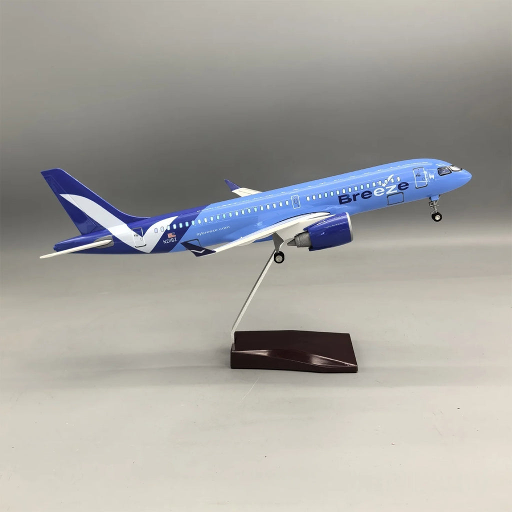38cm Resin Plane Model A220-300 American Airways Scale Aircraft Diecast Plane Toy With Wheels & LED Light Aviation Hobby Gifts