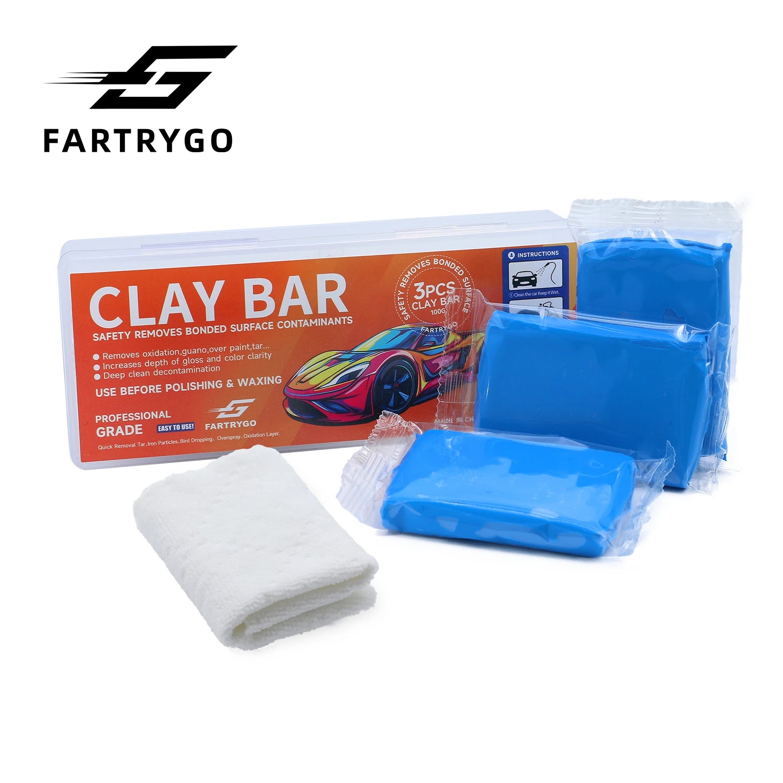 Fartrygo Magic Clay Bar Kit A+++ 100g*3 Pack  Heavy Medium Fine Detailing Clay Bar for Car Care Products