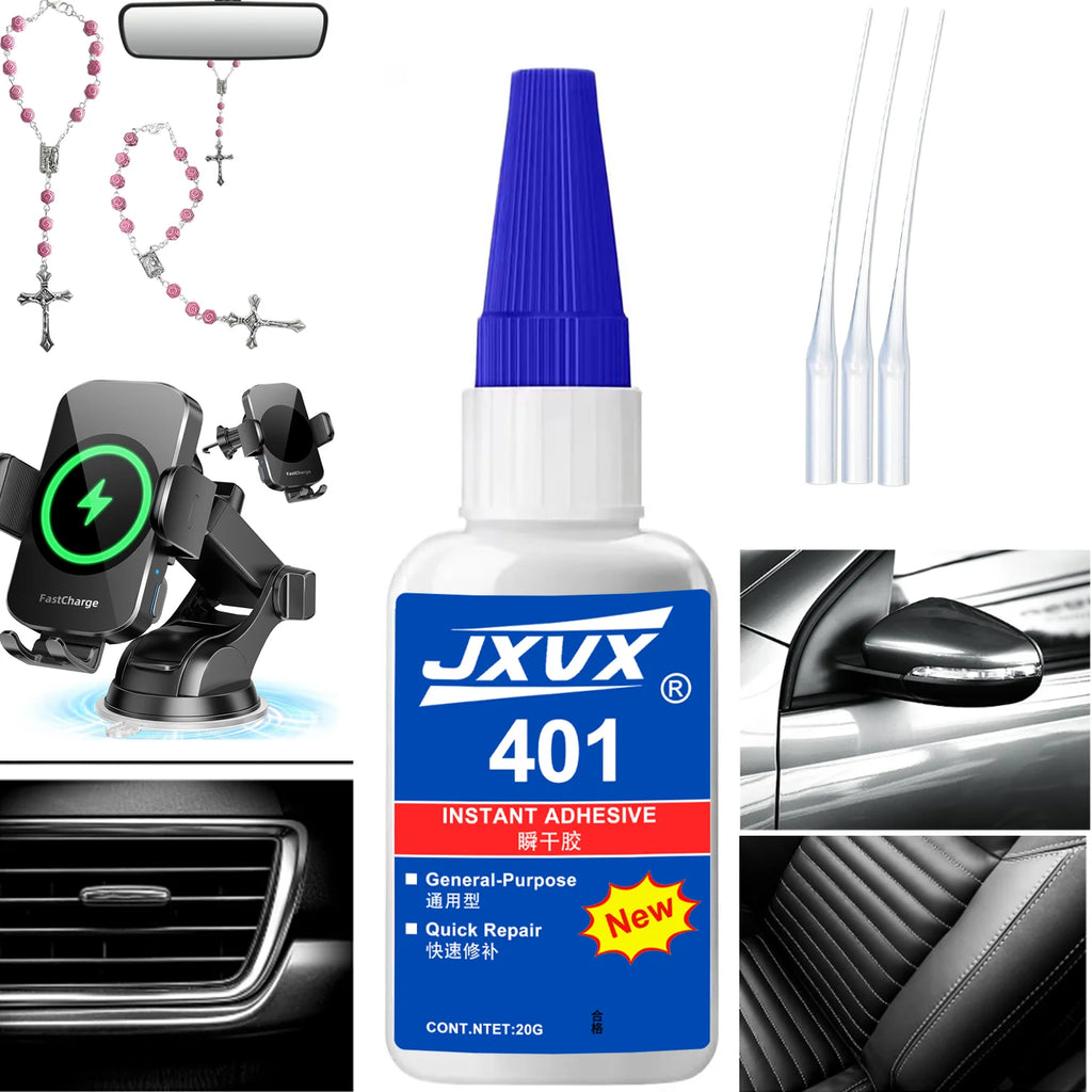 JXVX Super Glue for Cars and Trucks 20g - Heavy Duty Automotive Adhesive for Interior Exterior Trim, Badges, Bumpers, Decals.
