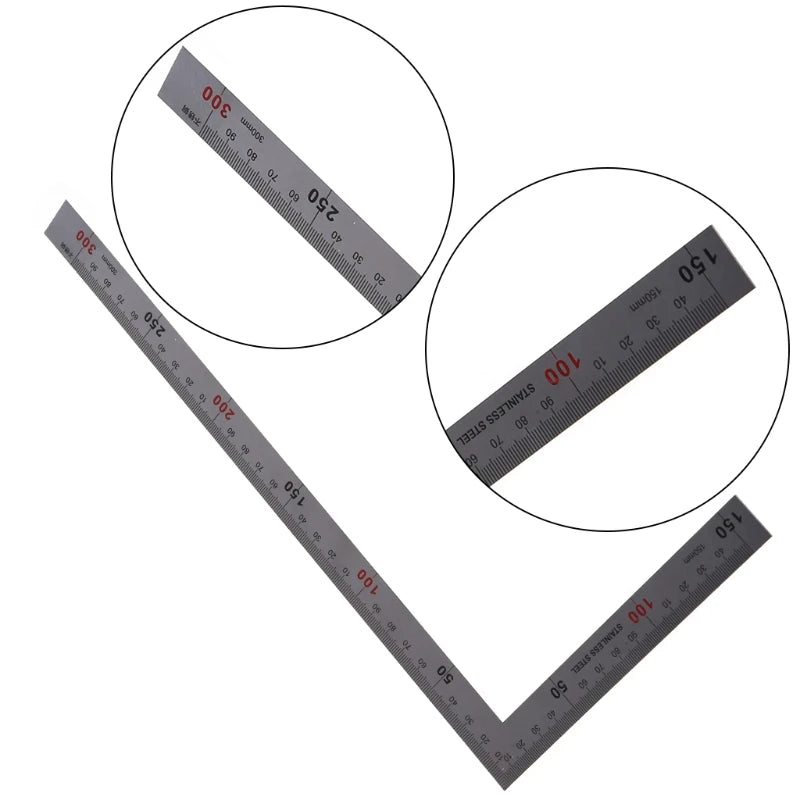 Stainless Steel 15x30cm 90 Degree Angle Metric Try Mitre Square Ruler Scale