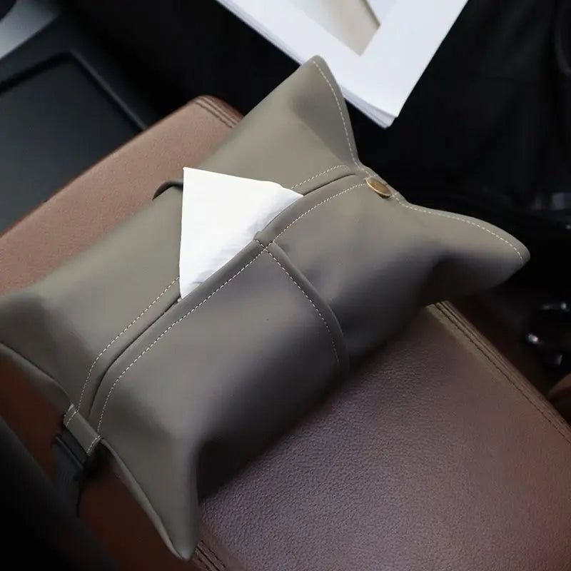 Leather Car Tissue Box Car Center Console Armrest Napkin Storage Sun Visor Backseat Tissue Case Car mounted paper tissue box
