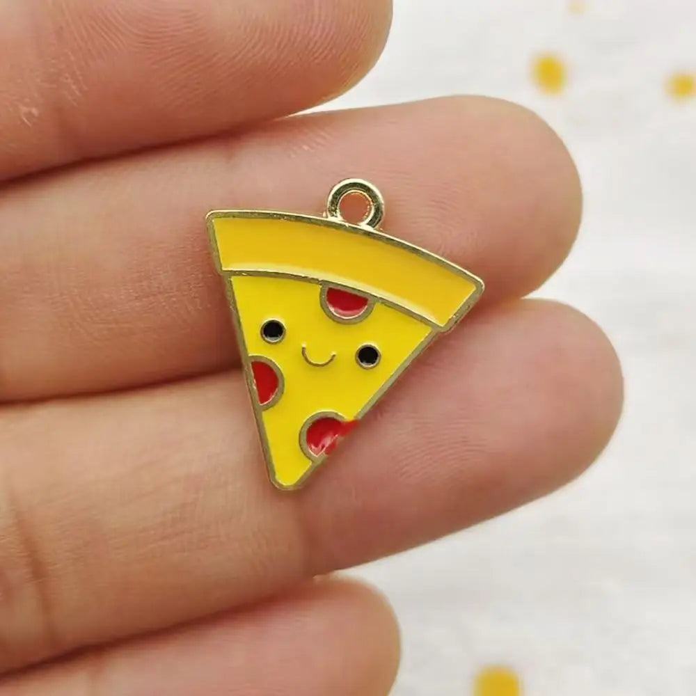 10pcs Drip Oil Alloy DIY Food Emoji Bag Accessories Burger Pizza Beer Bracelet Pendant Keychain Bag Pendant