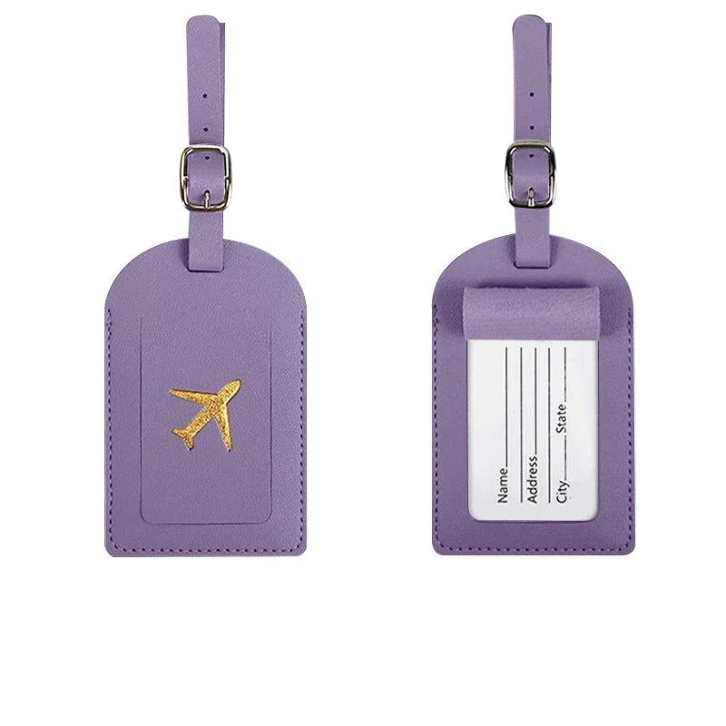 Luggage Tag Women Men PU Leather Travel Suitcases Identifier Label Baggage Boarding Bag Tags Name ID Address Holder Accessories