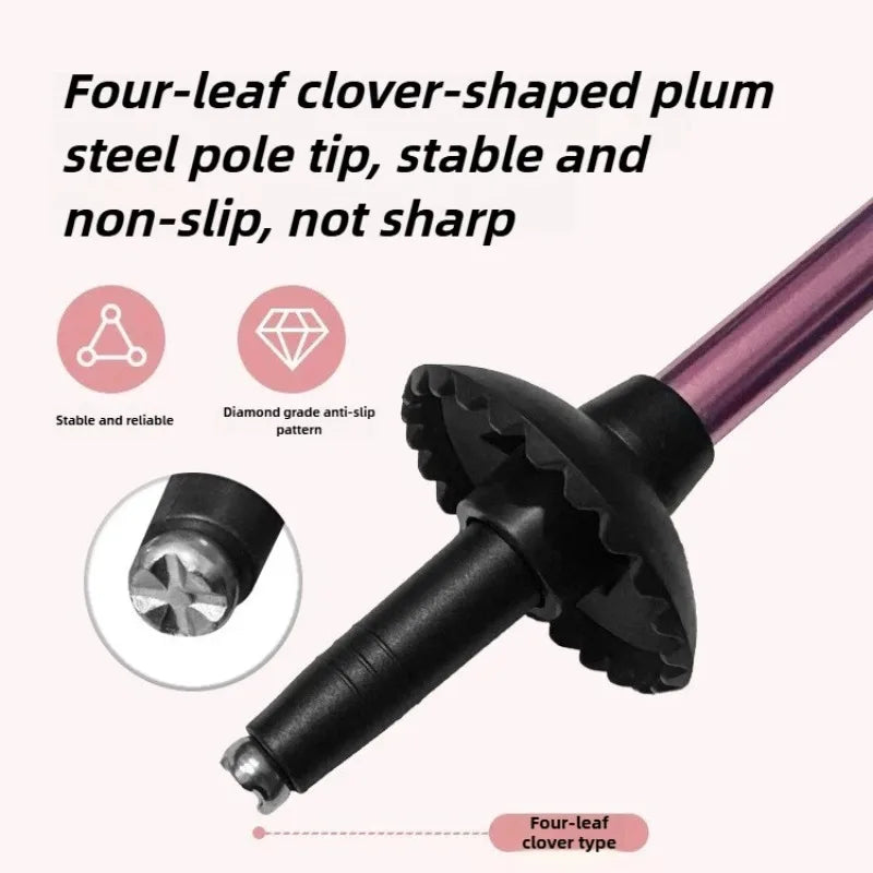 Kids Telescoping Hiking Poles - 4-Section Aluminum Alloy Folding Trekking Sticks, Lightweight Collapsible Walking Staff