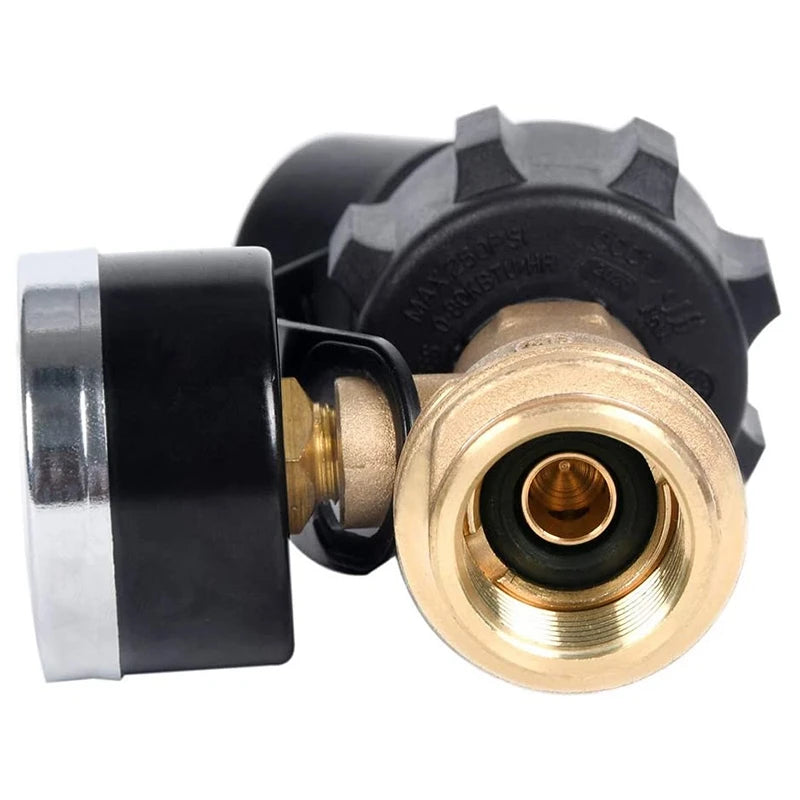-[Retail TX] Propane Tank Gauge With POL Connection 5-100 LB Pressure Valve Propane Tank Pressure Test Instrument Tools