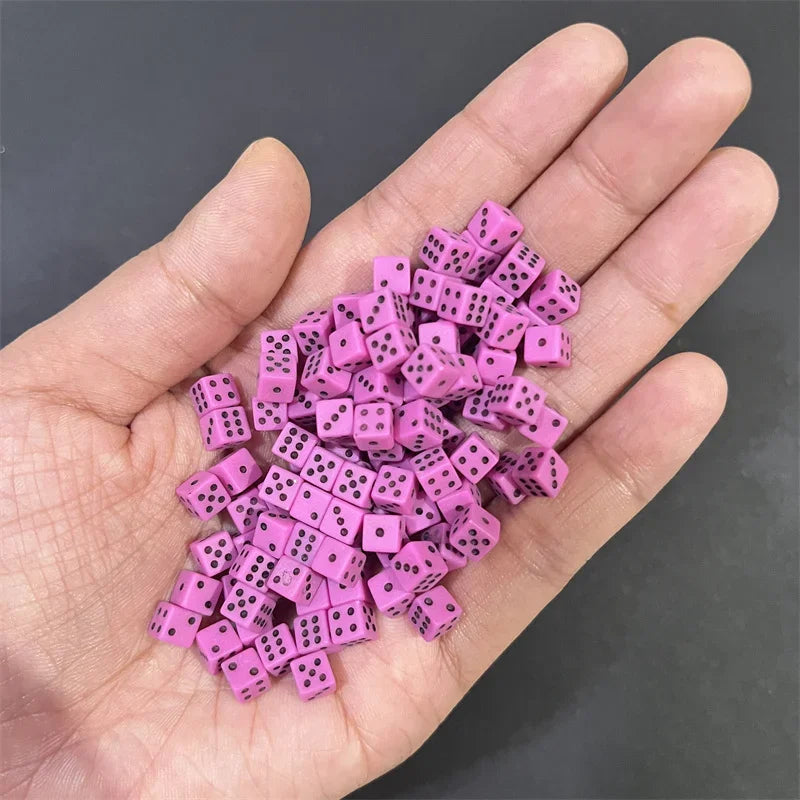 200Pcs 12colors 5*5*5mm Solid Clear Transparent Mini D6 Acrylic Right Angle Point Dice Six Sided Cube For Board Game accessories